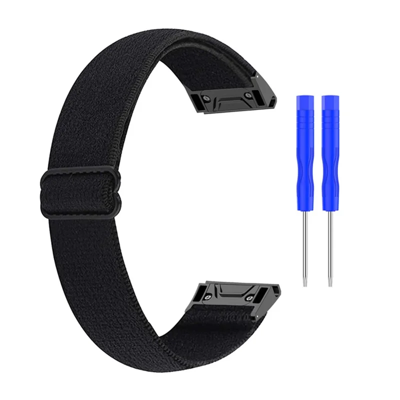 For Garmin Fenix 7X / Fenix 3 / Descent MK1 Elastic Nylon Watch Strap Smart Watch Band with Tool - Black