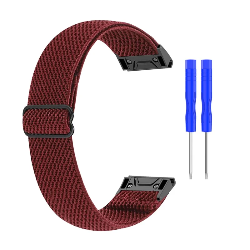 For Garmin Fenix 7X / Fenix 3 / Descent MK1 Elastic Nylon Watch Strap Smart Watch Band with Tool - Wine Red