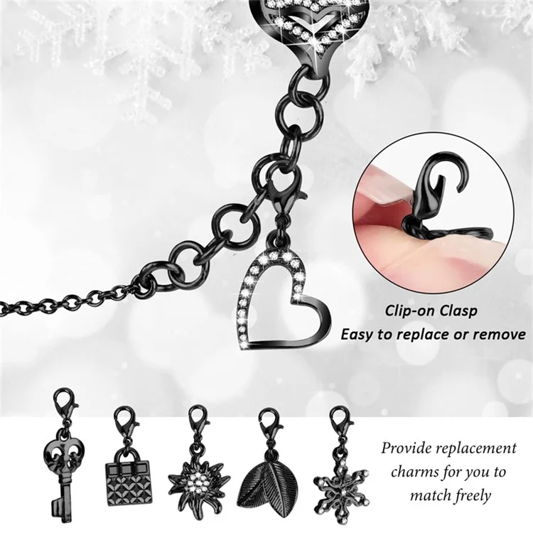 Pour Apple Watch Series 8 / 7 45mm Pendant Bracelet Watch Band Rhinestone Decor Strap Replacement with Hard PC Hollow-out Watch Case - Noir