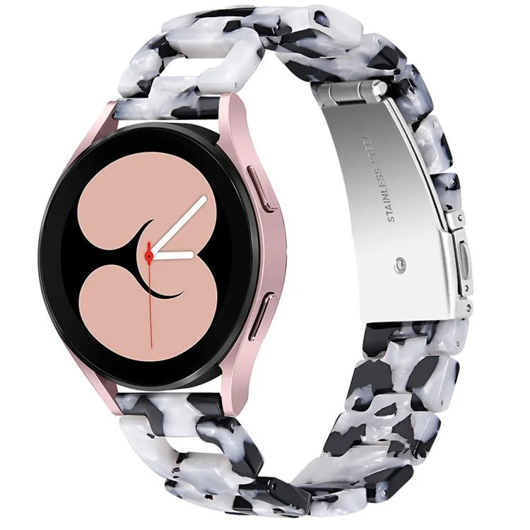 Für Samsung Galaxy Watch4 Active 40mm / 44mm / Watch4 Classic 42mm / 46mm / Watch 5 40mm / 44mm Resin Watchband Edelstahl Schnalle D-förmiger Riemen - Schwarz Weiß Mix