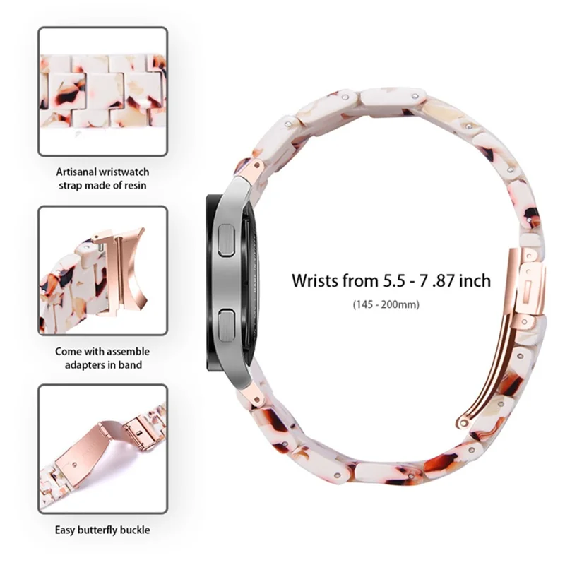 For Samsung Galaxy Watch 5 40mm / 44mm / Watch 5 Pro 45mm Resin Watch Band Stainless Steel Buckle Strap Bracelet - Nougat Pattern