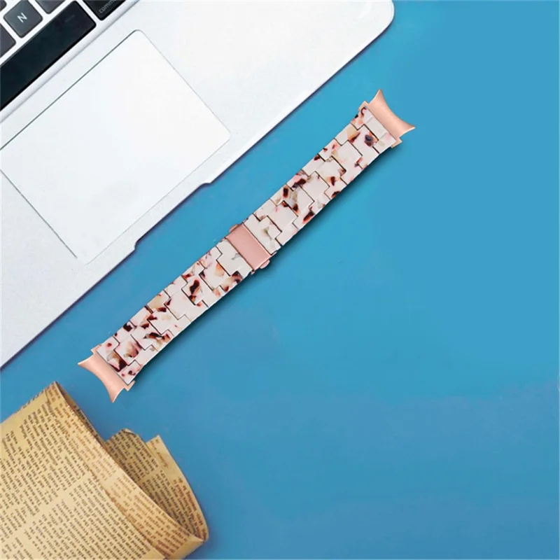 For Samsung Galaxy Watch 5 40mm / 44mm / Watch 5 Pro 45mm Resin Watch Band Stainless Steel Buckle Strap Bracelet - Nougat Pattern