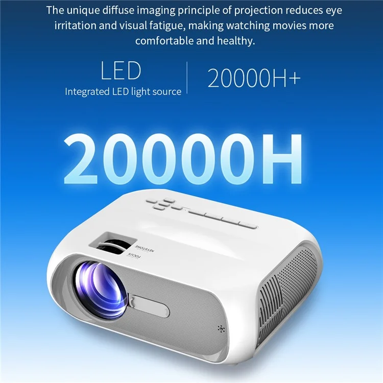 T9 HD 1080P Projector Projector de Home Theater Portátil Projector de Lente Revestida de Camadas Múltiplas Para Escritório, Escola (versão Padrão) - Plugue Nos Eua