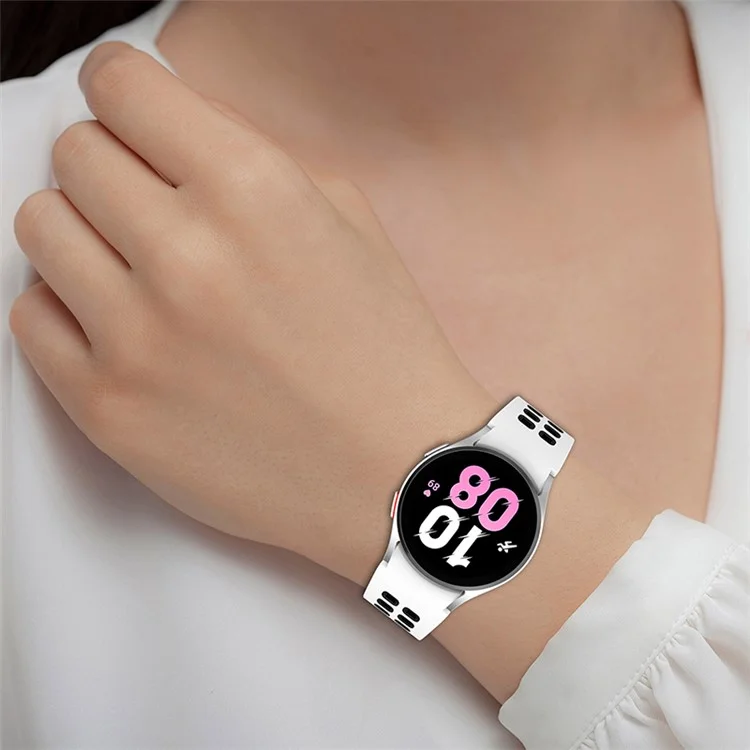 para samsung galaxy watch3 41mm / relógio4 40mm / 44 mm / watch4 classic 42mm / assista 5 40mm / 44 mm / assista 5 pro 45mm silicone watch band dual color strap - branco / preto