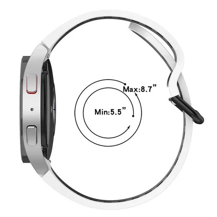 para samsung galaxy watch3 41mm / relógio4 40mm / 44 mm / watch4 classic 42mm / assista 5 40mm / 44 mm / assista 5 pro 45mm silicone watch band dual color strap - branco / preto