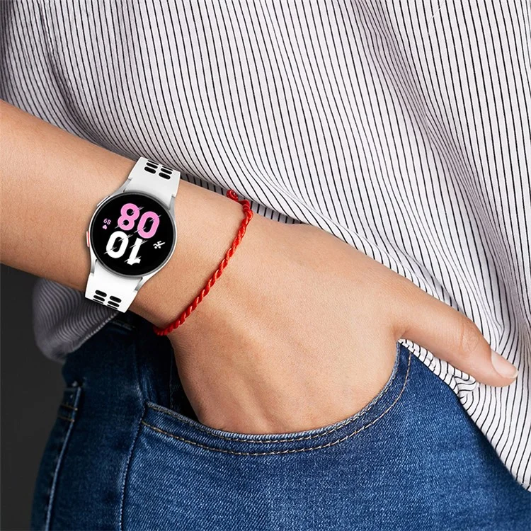 para samsung galaxy watch3 41mm / relógio4 40mm / 44 mm / watch4 classic 42mm / assista 5 40mm / 44 mm / assista 5 pro 45mm silicone watch band dual color strap - branco / preto