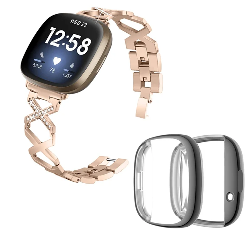 Pour Fitbit Versa 3 / Sense Watch Band Remplacement Décor de Rhinigne - or