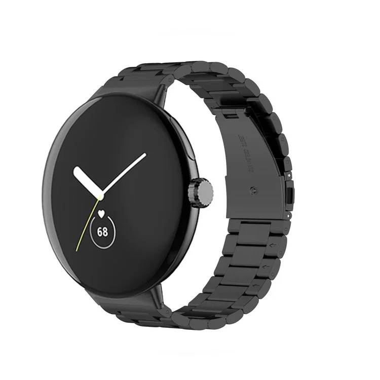 Для Google Pixel Watch 3 41 мм / Watch 2 / Pixel Watch Stainless Steel Ремешок с металлической пряжкой с 3 бусинами - Черный