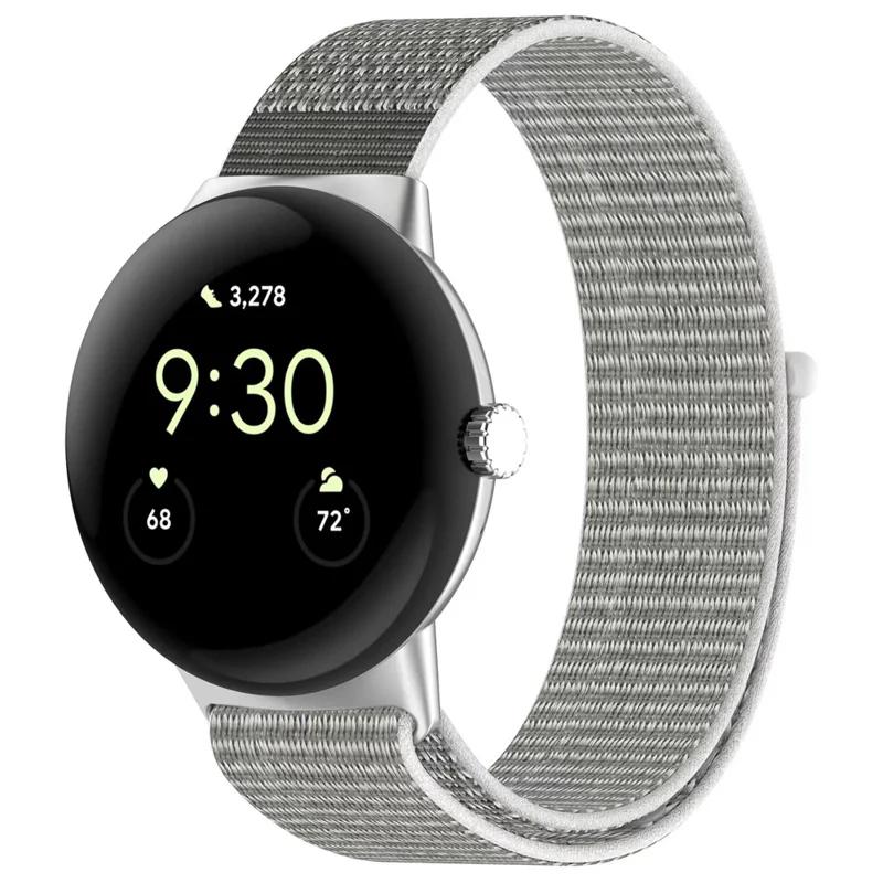 For Google Pixel Watch 3 41mm / Watch 2 / Pixel Watch Nylon Loop Fasten Watch Band Breathable Sport Wrist Band Replacement - Army Green