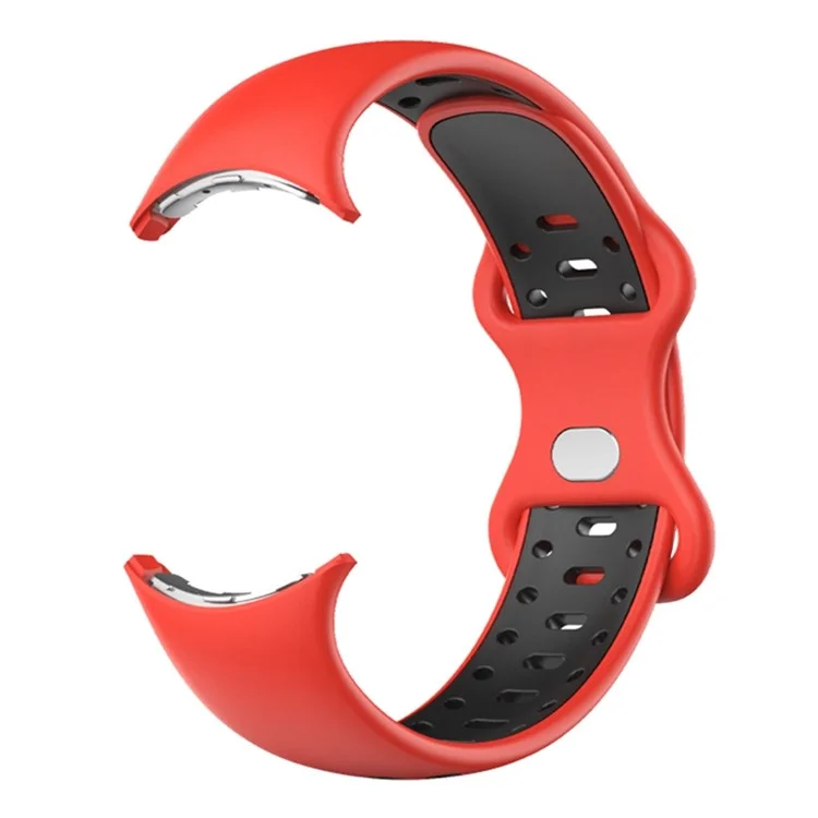 Para Google Pixel Watch 3 41mm / Watch 2 / Pixel Watch Dual Color Replacement Wrist Strap Silicone Adjustable Watch Band, Tamaño S - Rojo / Negro