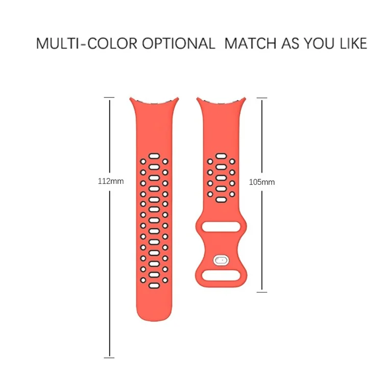 Para Google Pixel Watch 3 41mm / Watch 2 / Pixel Watch Dual Color Replacement Wrist Strap Silicone Adjustable Watch Band, Tamaño S - Rojo / Negro