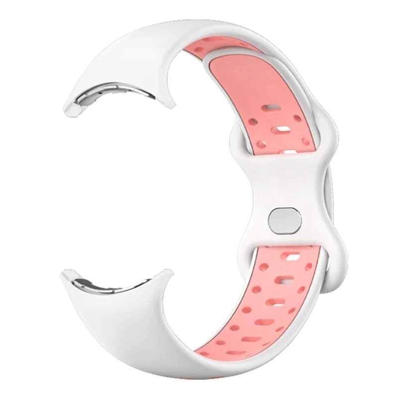 For Google Pixel Watch 3 41mm / Watch 2 / Pixel Watch Dual Color Replacement Wrist Strap Silicone Adjustable Watch Band, S Size - White / Pink