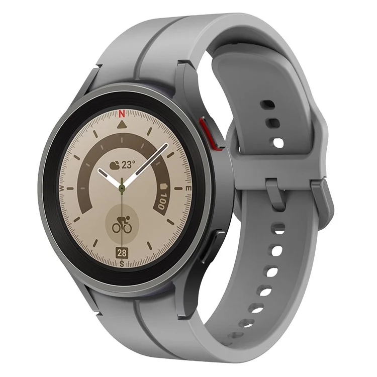 For Samsung Galaxy Watch6 40mm 44mm / Watch6 Classic 43mm 47mm / Watch 5 40mm 44mm / 5 Pro 45mm / Watch4 40mm 44mm Silicone Watch Band Replacement Wrist Strap with Buckle - Grey