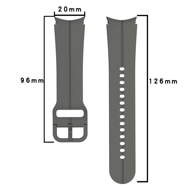 For Samsung Galaxy Watch6 40mm 44mm / Watch6 Classic 43mm 47mm / Watch 5 40mm 44mm / 5 Pro 45mm / Watch4 40mm 44mm Silicone Watch Band Replacement Wrist Strap with Buckle - Grey