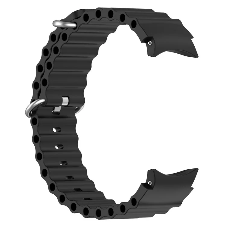 Para Samsung Galaxy Watch6 40mm 44mm / Watch6 Classic 43mm 47mm / Watch 5 40mm 44mm / 5 Pro 45mm / Watch4 40mm 44mm Classic Solid Color Silicone Watch Strap Wave Design Replacement Wrist Band - Preto