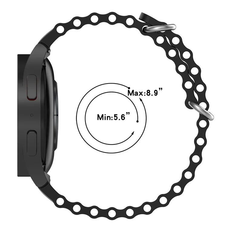 Para Samsung Galaxy Watch6 40mm 44mm / Watch6 Classic 43mm 47mm / Watch 5 40mm 44mm / 5 Pro 45mm / Watch4 40mm 44mm Classic Solid Color Silicone Watch Strap Wave Design Replacement Wrist Band - Preto
