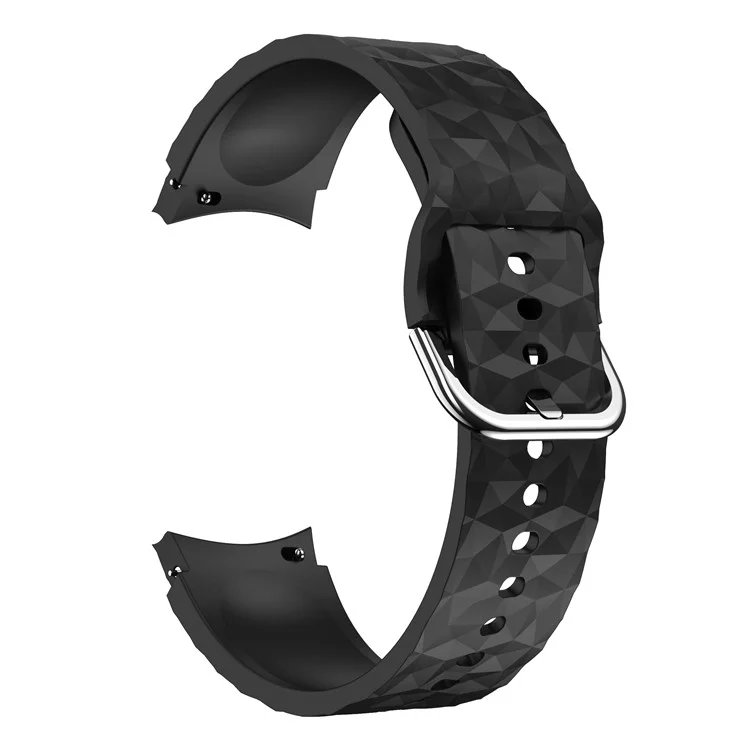 For Samsung Galaxy Watch6 40mm 44mm / Watch6 Classic 43mm 47mm / Watch 5 40mm 44mm / 5 Pro 45mm / Watch4 40mm 44mm Rhombus Pattern Watch Band Soft Silicone Sport Wristband Strap - Black