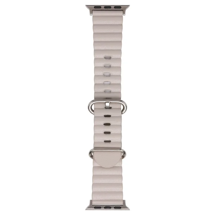 Watch Strap for Apple Watch Series 10 42mm / 9 8 7 41mm / SE (2023) SE (2022) SE 6 5 4 40mm / 3 2 1 38mm Wave Wrist Band Genuine Leather - Starlight
