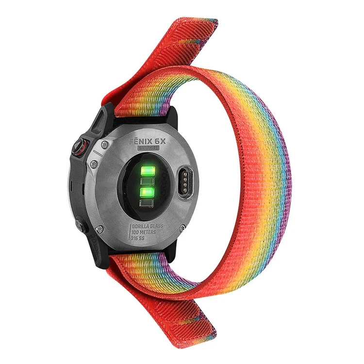 Для Garmin Descent G1 / Fenix 7 / 6 Pro / 5 Plus Nylon Watch Band Adjustable Sport Loop Strap Wristband Replacement Bracelet - Rainbow