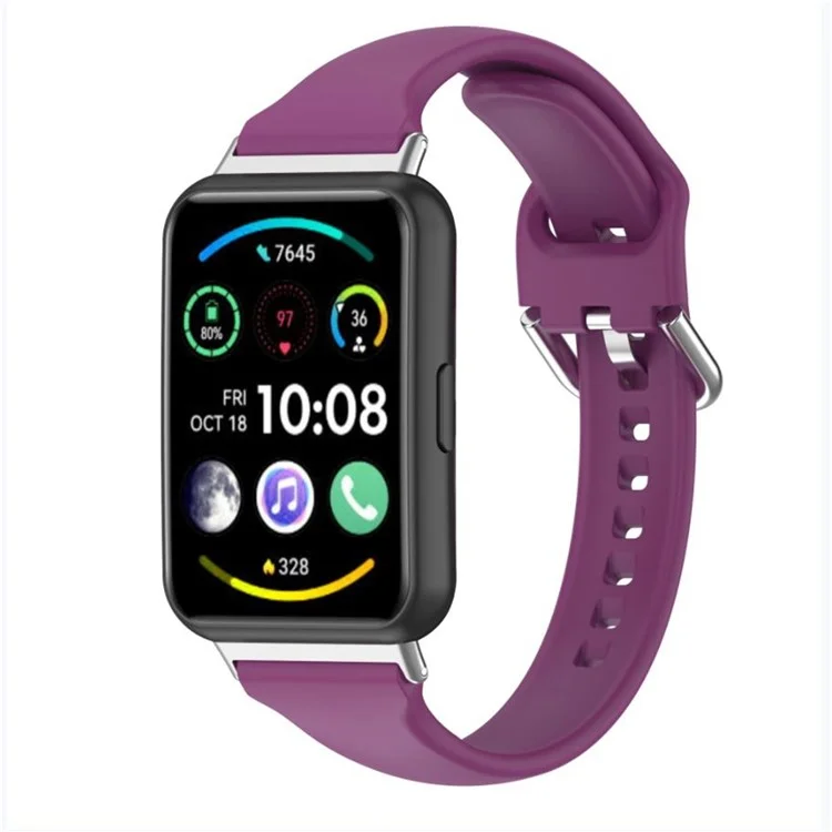 Para Huawei Watch Fit 2 Silicone Watch Band Quick Release Sport Strap Replacement Bracelet - Dark Purple