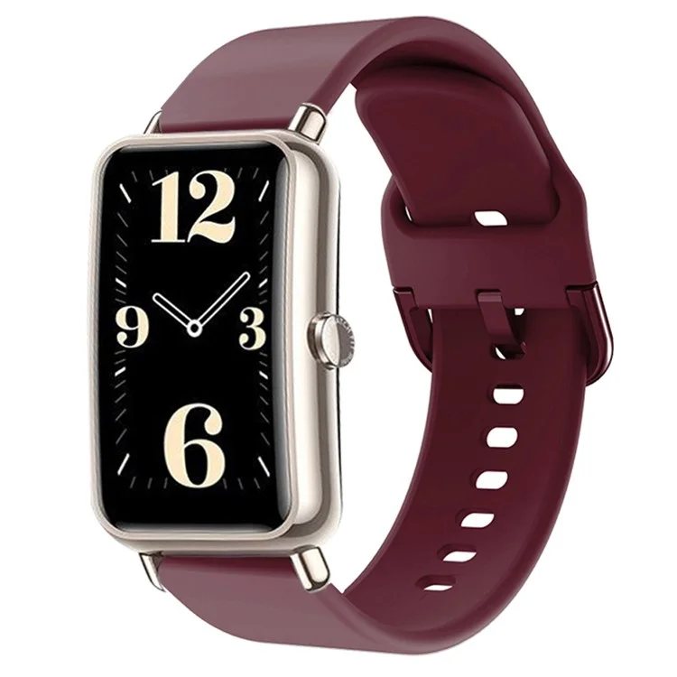 Für Huawei Watch Fit mini / Talkband B3 / Talkband B6 Soft Silikon Uhrenarmband 16mm Schnellverschluss Ersatzriemen mit farbigem Schnalle - Weinrot
