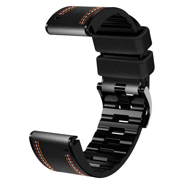 Per Garmin Enduro / Tactix Delta / Tactix 7 Pro Cinturino in pelle PU rivestita in silicone da 26 mm con linea di cucitura a tre colori, sgancio rapido, resistente al sudore - Nero