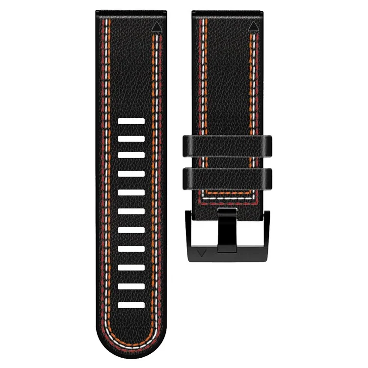 Per Garmin Enduro / Tactix Delta / Tactix 7 Pro Cinturino in pelle PU rivestita in silicone da 26 mm con linea di cucitura a tre colori, sgancio rapido, resistente al sudore - Nero