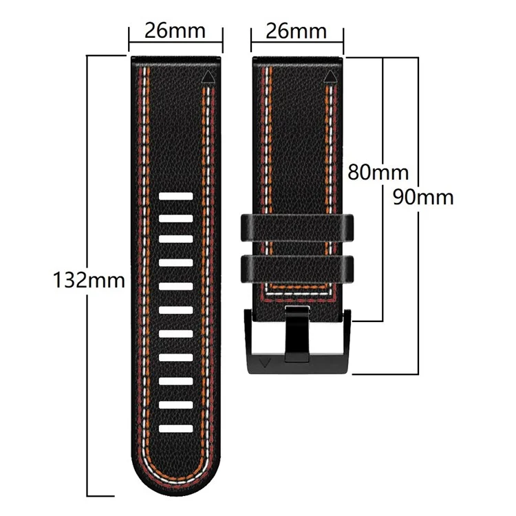 Per Garmin Enduro / Tactix Delta / Tactix 7 Pro Cinturino in pelle PU rivestita in silicone da 26 mm con linea di cucitura a tre colori, sgancio rapido, resistente al sudore - Nero