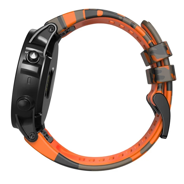 Pour Garmin Fenix Enduro / Tactix Delta / Tactix 7 Pro Bande de montre imprimée Soft Silicone 26mm Bracelet à dégagement rapide - Camouflage Orange