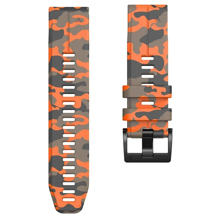 Pour Garmin Fenix Enduro / Tactix Delta / Tactix 7 Pro Bande de montre imprimée Soft Silicone 26mm Bracelet à dégagement rapide - Camouflage Orange