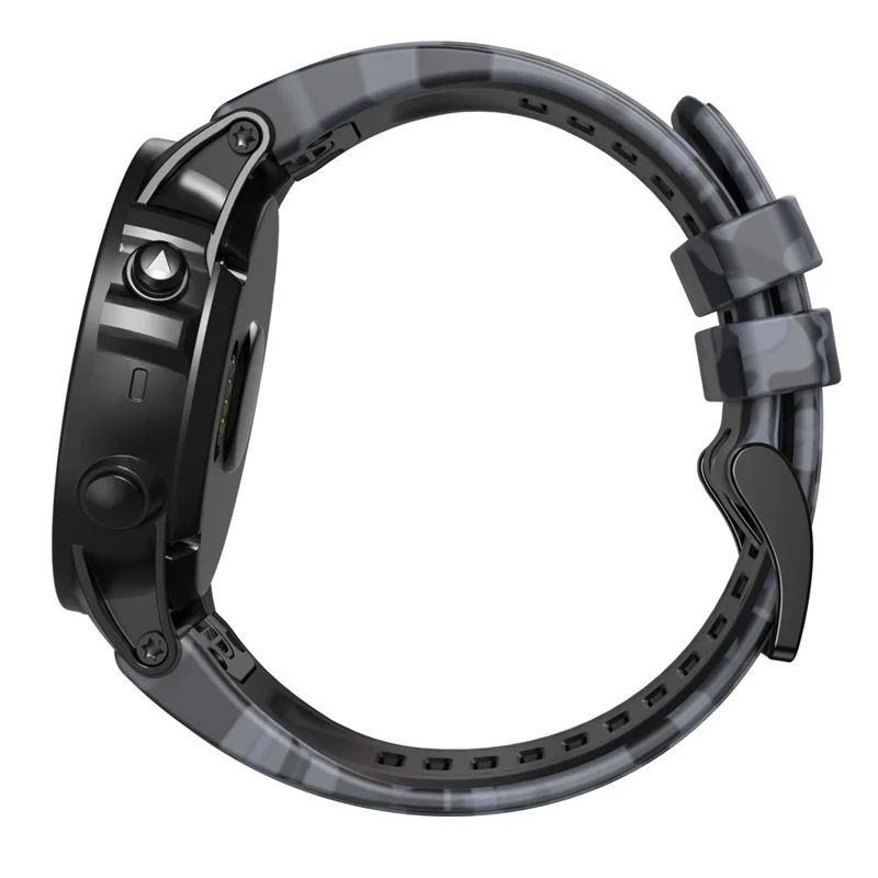 For Garmin Fenix Enduro / Tactix Delta / Tactix 7 Pro Printed Pattern Watch Band Soft Silicone 26mm Quick Release Wristband Strap - Camouflage Grey