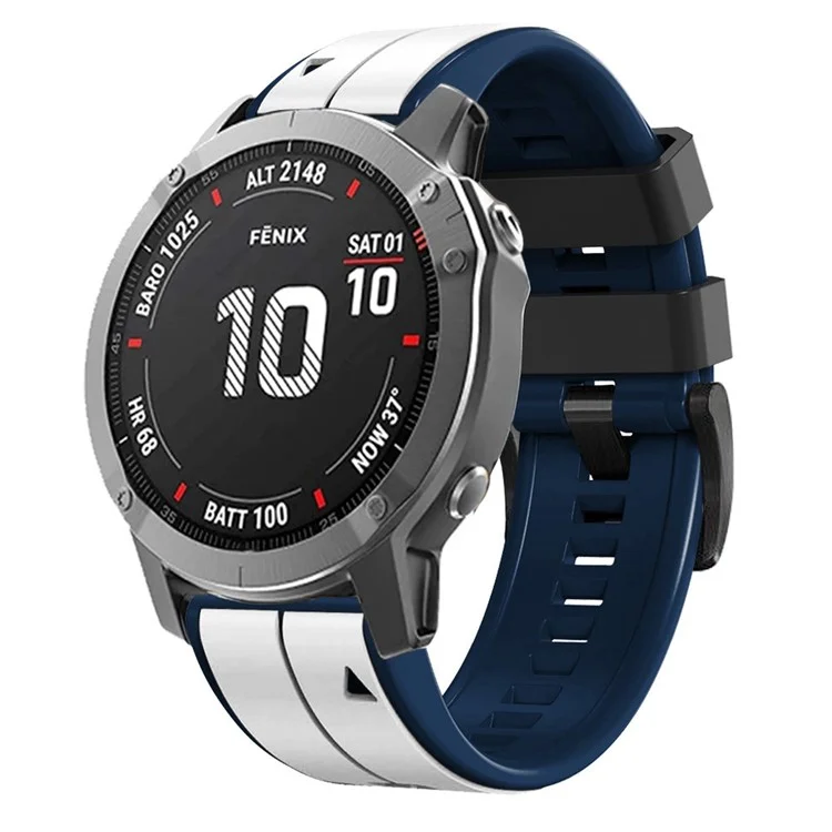 Pour Garmin Enduro / Delta Tactix / Tactix 7 Pro Pin Texture Silicone Watch Band 26 mm Double Couleurs Strap de Propriété de Remplace - Blanche / Bleu Foncé