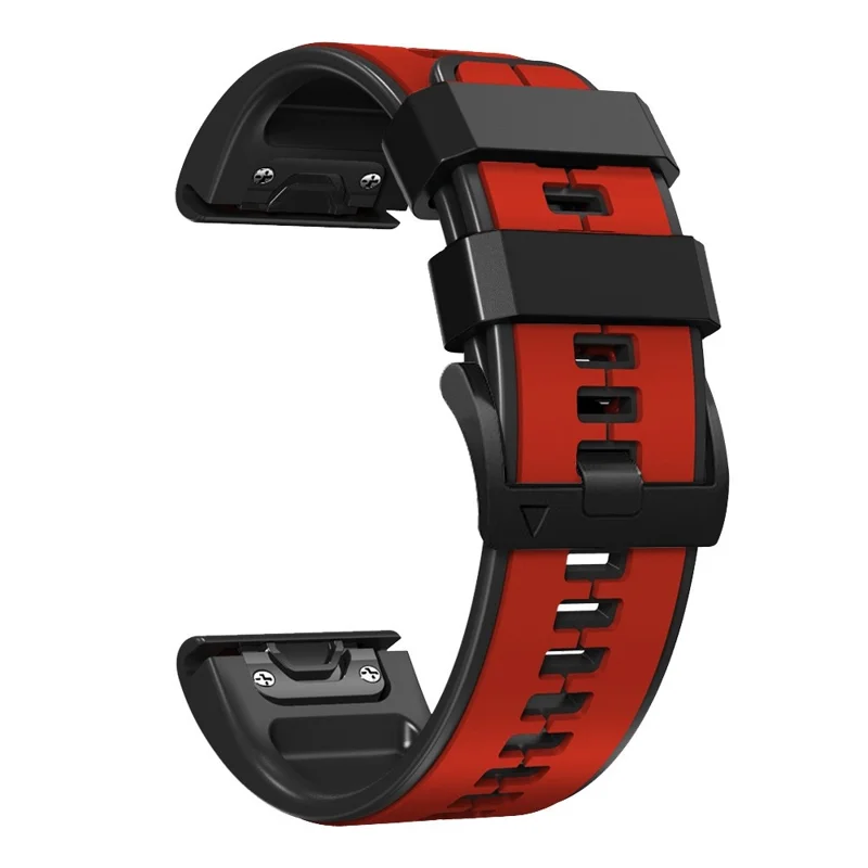 For Garmin Enduro / Tactix Delta / Tactix 7 Pro Pin Texture Silicone Watch Band 26mm Dual Colors Replacement Wrist Strap - Red  /  Black
