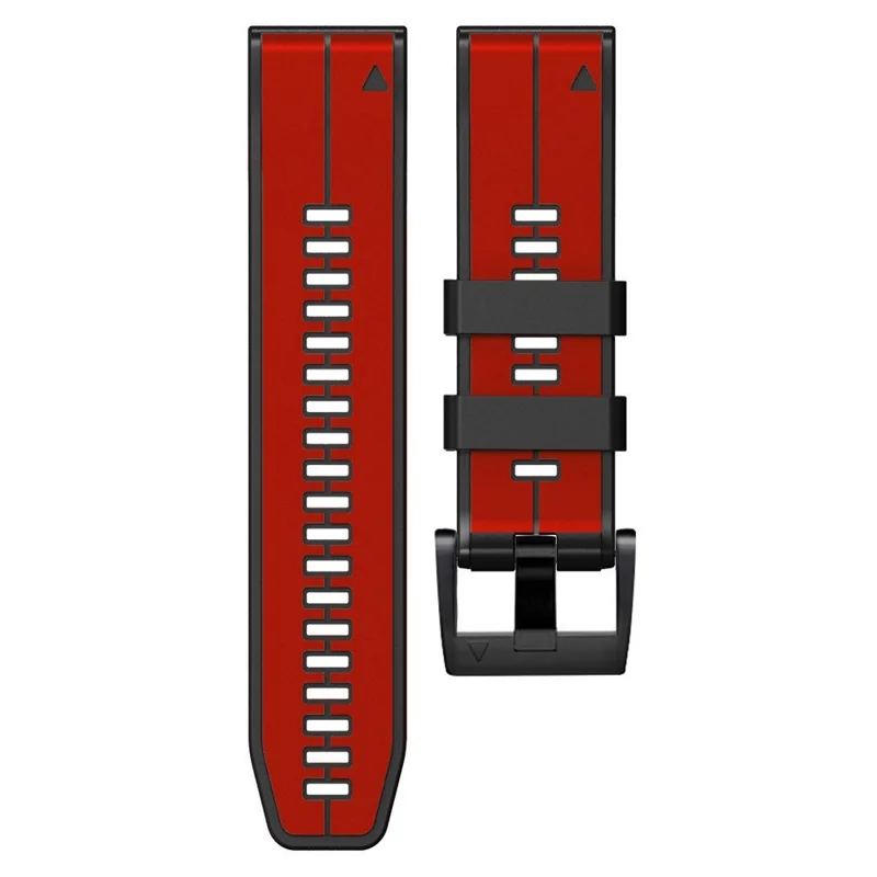 For Garmin Enduro / Tactix Delta / Tactix 7 Pro Pin Texture Silicone Watch Band 26mm Dual Colors Replacement Wrist Strap - Red  /  Black