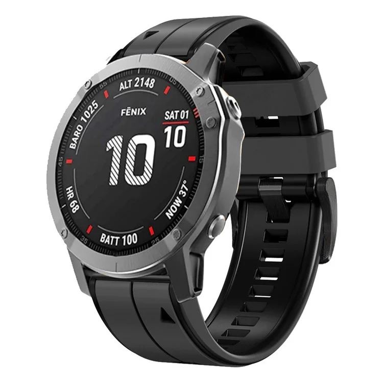For Garmin Enduro / Tactix Delta / Tactix 7 Pro Pin Texture Silicone Watch Band 26mm Dual Colors Replacement Wrist Strap - Carbon Grey / Black