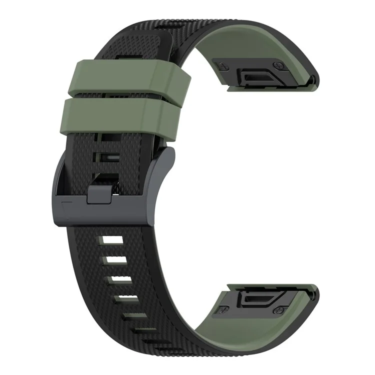 Para Garmin Enduro / Tactix Delta / Tactix 7 Pro Banda de Reemplazo de Colores Dobles para la Muñeca 26mm Correa de Reloj de Silicona Texturizada - Verde Oscuro / Negro
