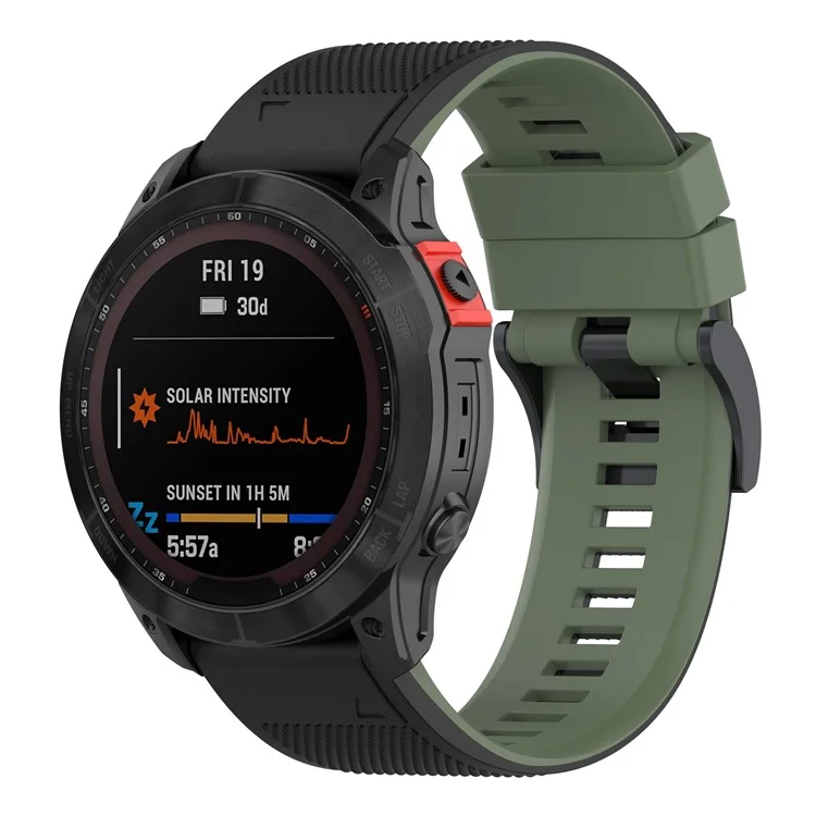 Para Garmin Enduro / Tactix Delta / Tactix 7 Pro Banda de Reemplazo de Colores Dobles para la Muñeca 26mm Correa de Reloj de Silicona Texturizada - Verde Oscuro / Negro