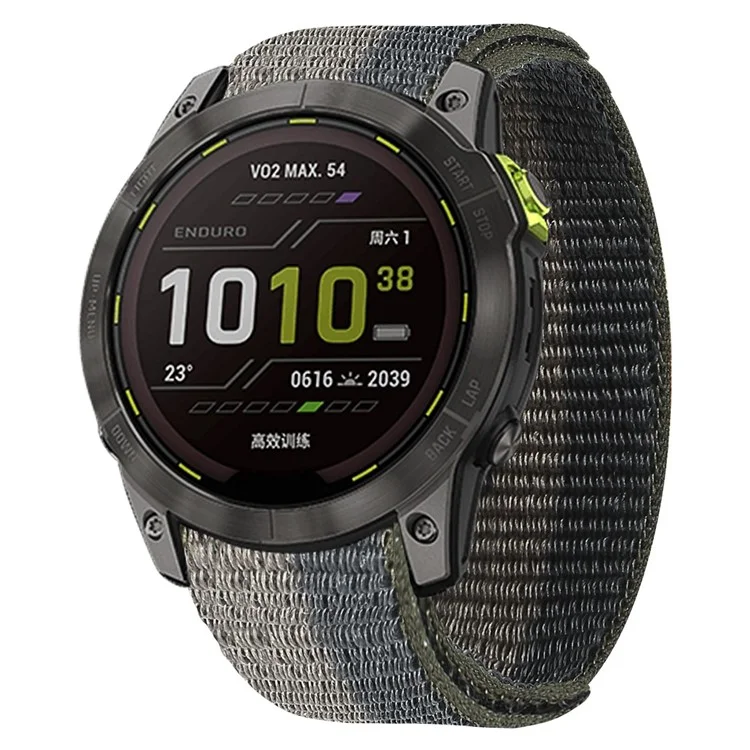 Für Garmin Tactix 7 Pro / Fenix 7X / 6X Pro Ersatz-Nylonarmband 26mm Verstellbarer Magic Tape Armschlaufe - Schwarz / Grau