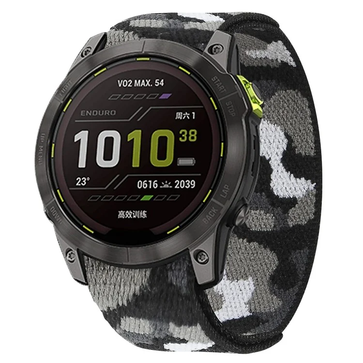 Pour Garmin Tactix 7 Pro / Fenix 7X / 6X Pro Remplacement de la bande de montre en nylon 26 mm Sangle de poignet ajustable à bande magique - Camouflage Gris
