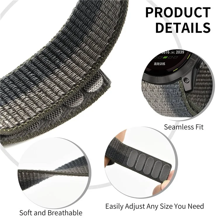 Pour Garmin Tactix 7 Pro / Fenix 7X / 6X Pro Remplacement de la bande de montre en nylon 26 mm Sangle de poignet ajustable à bande magique - Camouflage Gris