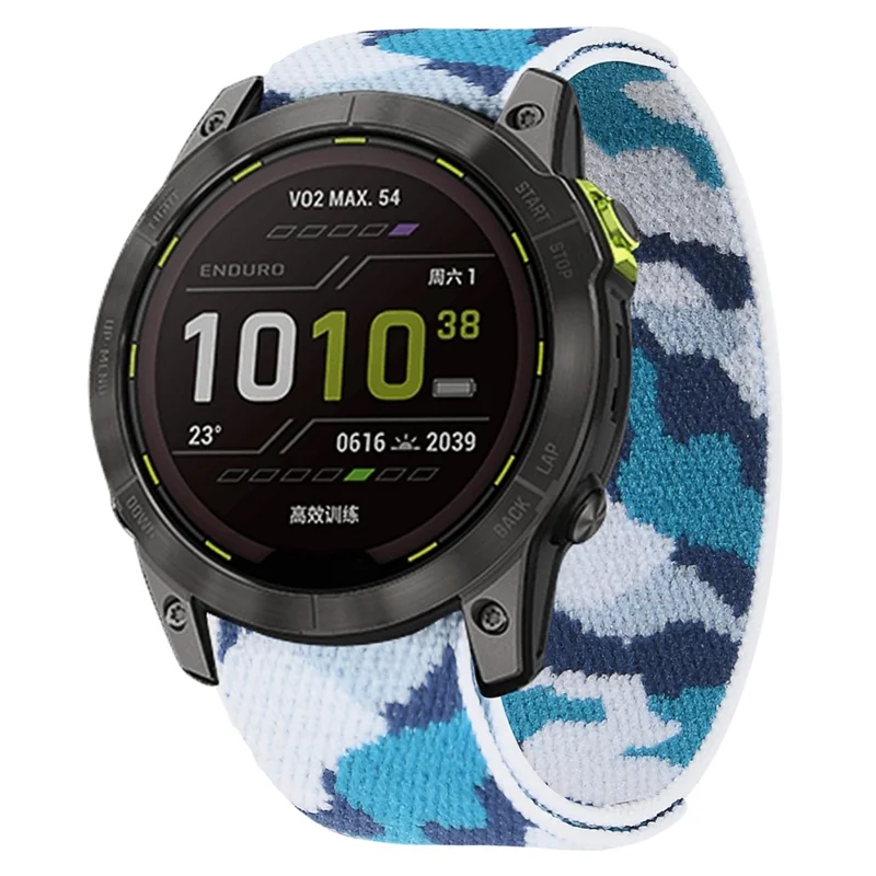 For Garmin Tactix 7 Pro / Fenix 7X / 6X Pro Replacement Nylon Watch Band 26mm Adjustable Magic Tape Wrist Strap - Camouflage Blue