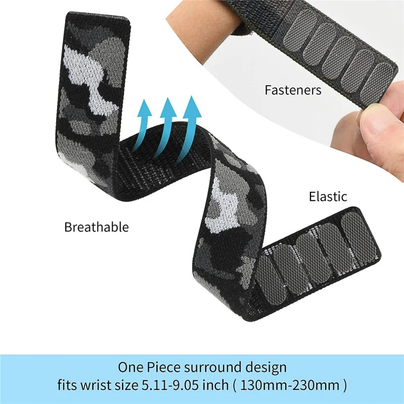 For Garmin Tactix 7 Pro / Fenix 7X / 6X Pro Replacement Nylon Watch Band 26mm Adjustable Magic Tape Wrist Strap - Camouflage Blue