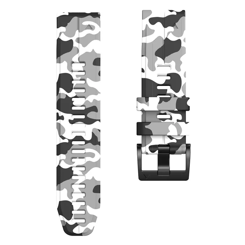 Для Garmin Descent G1 / Instinct 2 / Epix Gen2 Printed Pattern Watch Band Soft Silicone Quick Release Replacement Sport Strap - Камуфляж Белый