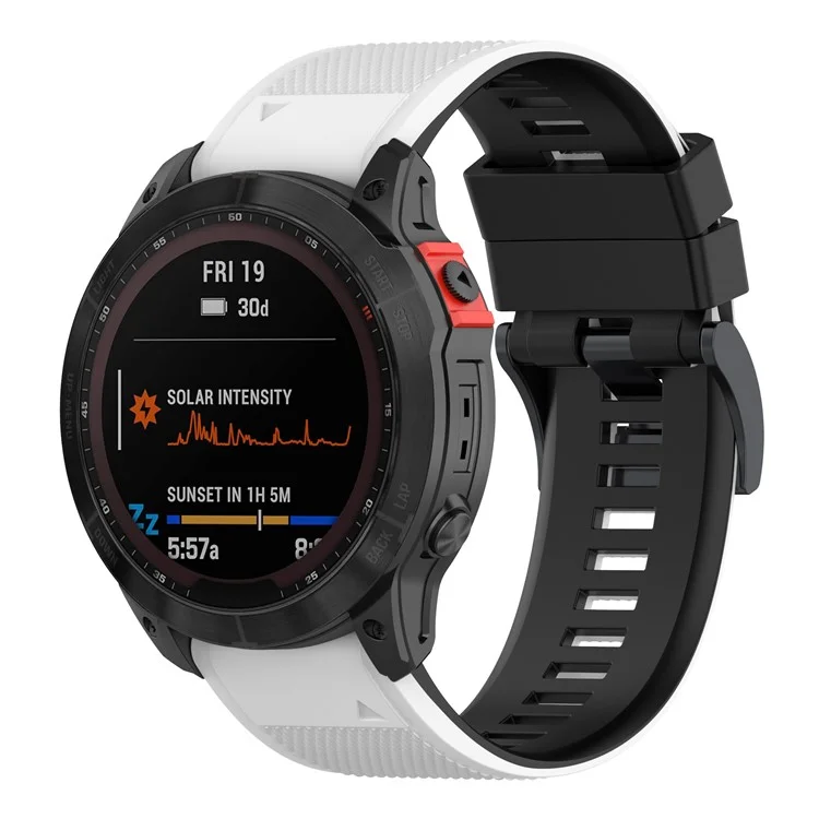 For Garmin Descent G1 / Forerunner 935 / Forerunner 945 Textured Silicone Wrist Watch Band Dual-Color Replacement Strap - White  /  Black