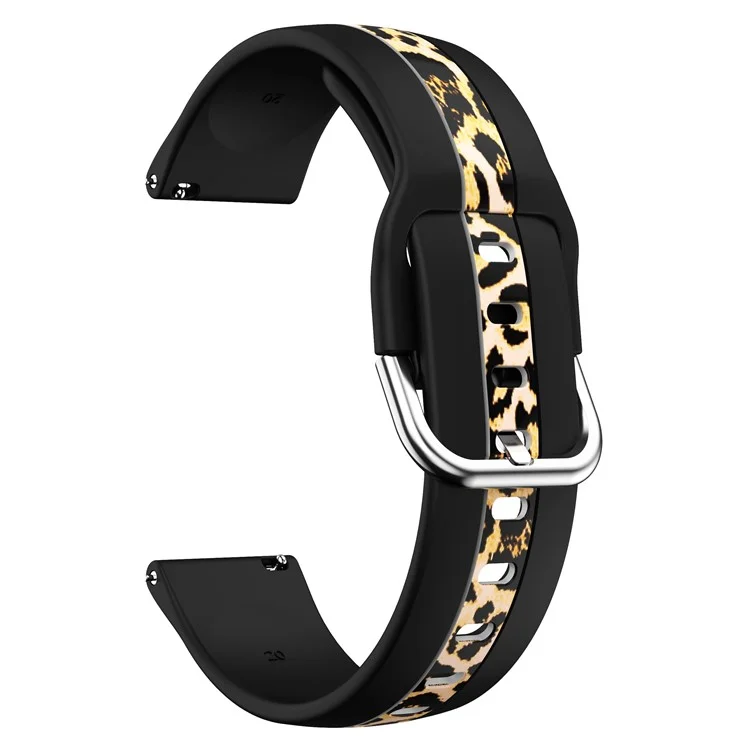 For Samsung Galaxy Watch6 40mm 44mm / Watch6 Classic 43mm 47mm / Watch 5 40mm 44mm / 5 Pro 45mm / Watch4 40mm 44mm Fadeless Printed Pattern Watch Band 20mm Silicone Quick Release Sport Strap Replacement - Black Leopard Print