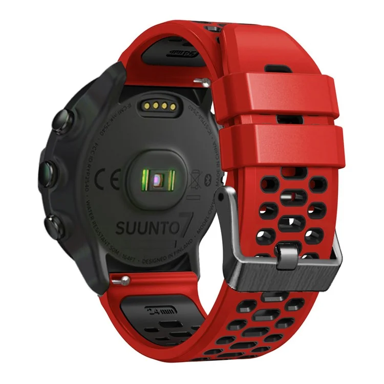 Per Suunto 7 / 9 / 9 Baro Dual-color Cinturino in silicone 24mm Cinturino con design a più fori Rilascio rapido - Rosso / Nero
