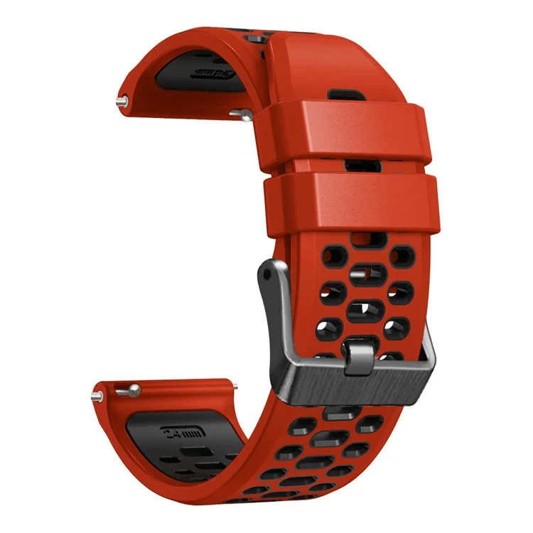 Per Suunto 7 / 9 / 9 Baro Dual-color Cinturino in silicone 24mm Cinturino con design a più fori Rilascio rapido - Rosso / Nero