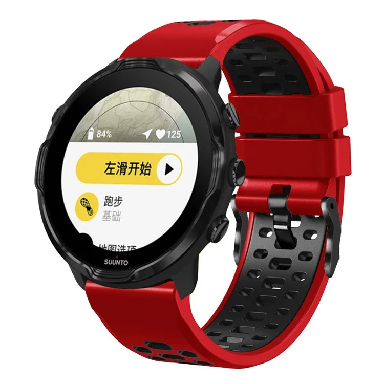 Per Suunto 7 / 9 / 9 Baro Dual-color Cinturino in silicone 24mm Cinturino con design a più fori Rilascio rapido - Rosso / Nero