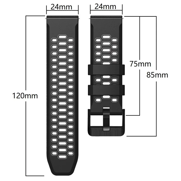 Para Suunto 7 / 9 / 9 Baro Baro Silicone Watch Band de 20 mm Diseño de Múltiples Hoyos Correa de Pulsera de Liberación Rápida - Rojo / Negro