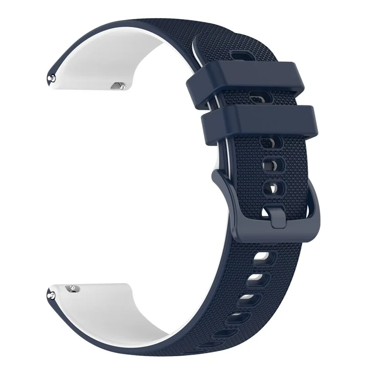 For Suunto 5 Peak / Samsung Galaxy Watch3 45mm Dual-Color Silicone Watch Band 22mm Grid Texture Sport Replacement Strap - Navy Bluewhite